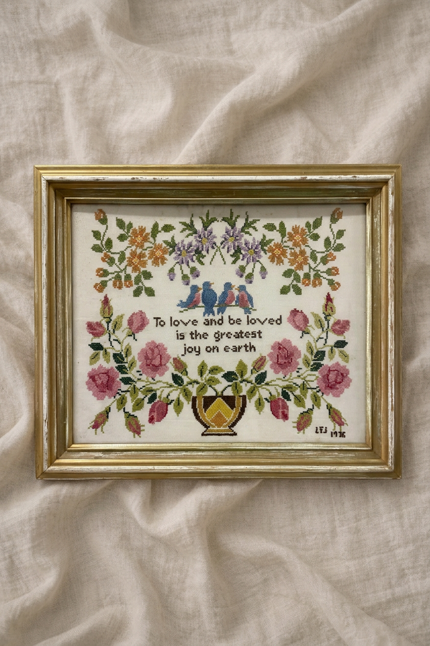 Framed Embroidery - To Love & Be Loved
