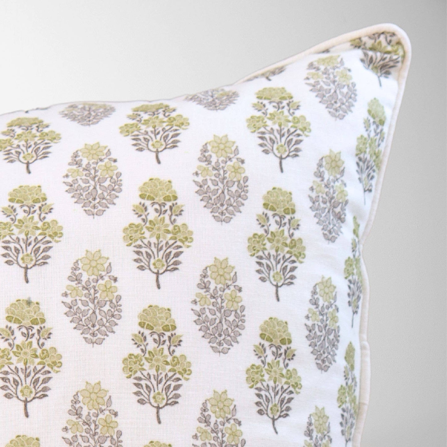 Vivienne Mughal Flower Pillow Cover – Sage Floral Design