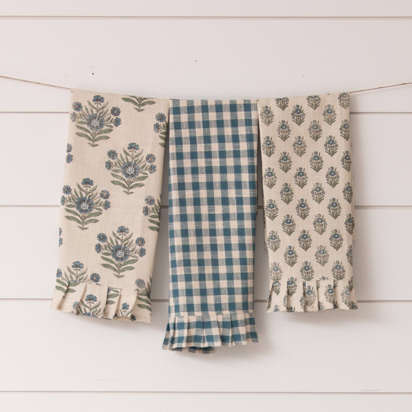 Tea Towels - Blue Block Print Silhouette (Pk/03 Ast)