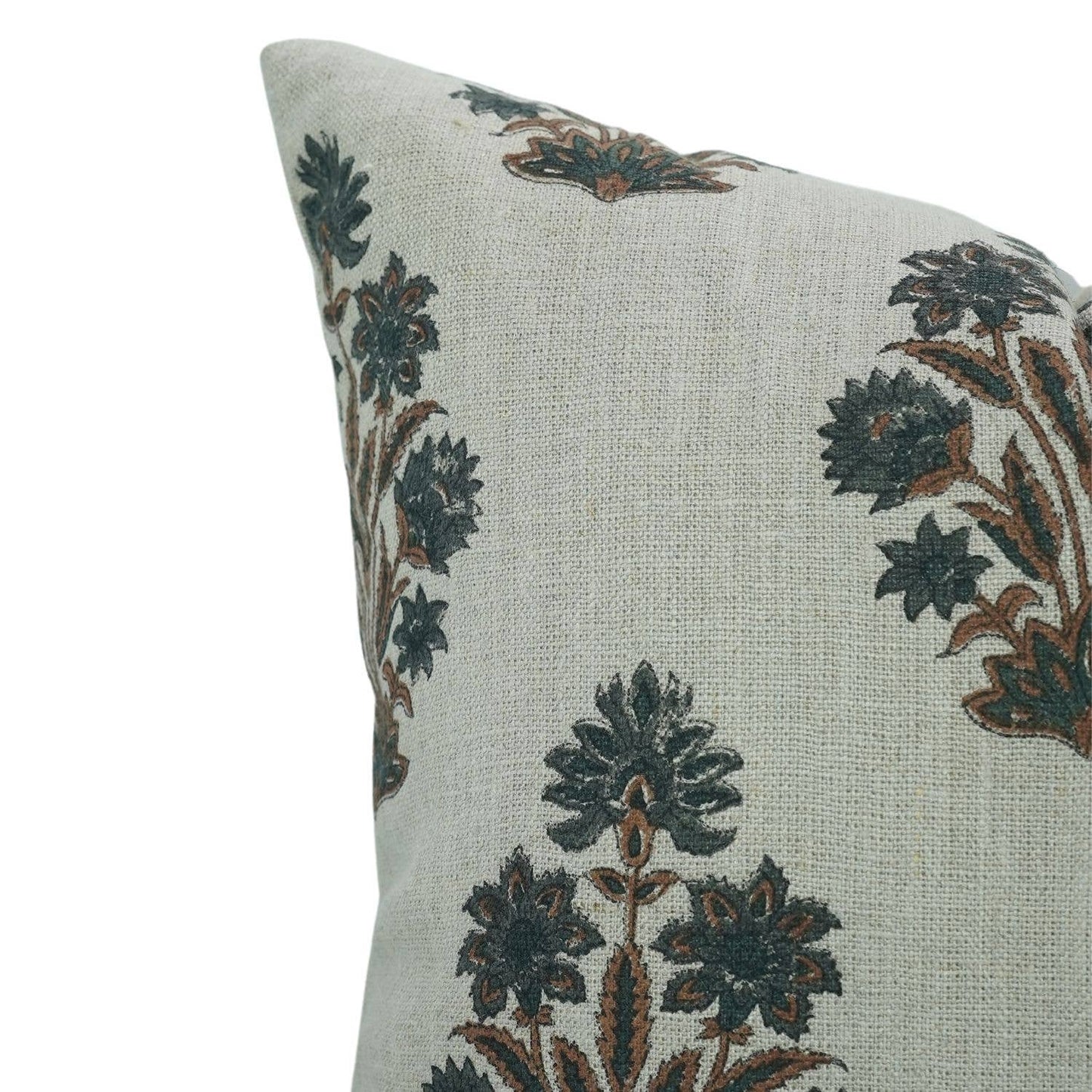 Hand Block Printed Thick Linen Pillow Cover- Morpankh