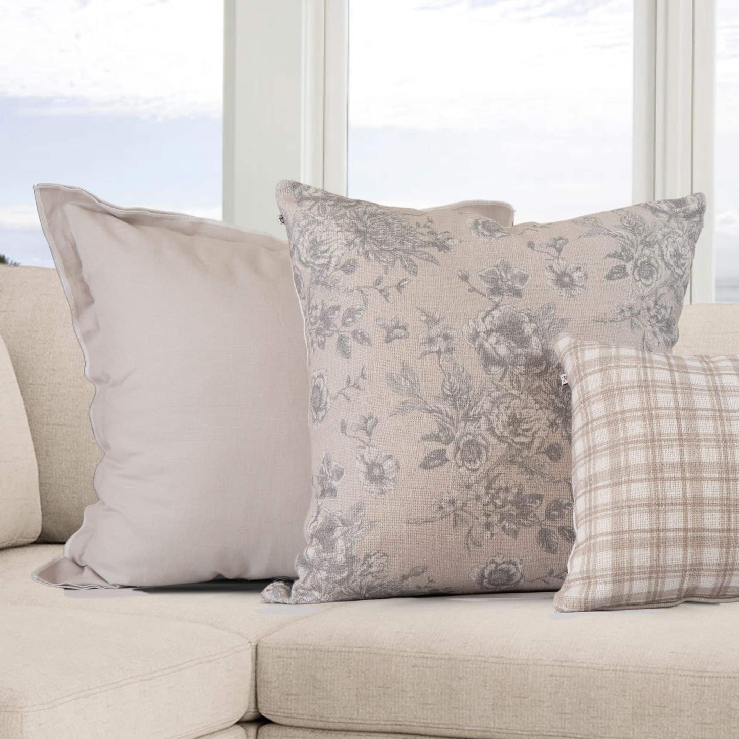 Serenity Toile Roses Pillow Cover in Oyster
