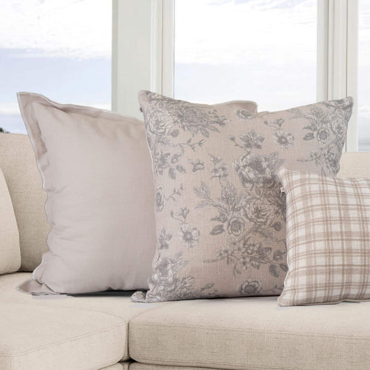 Serenity Toile Roses Pillow Cover in Oyster
