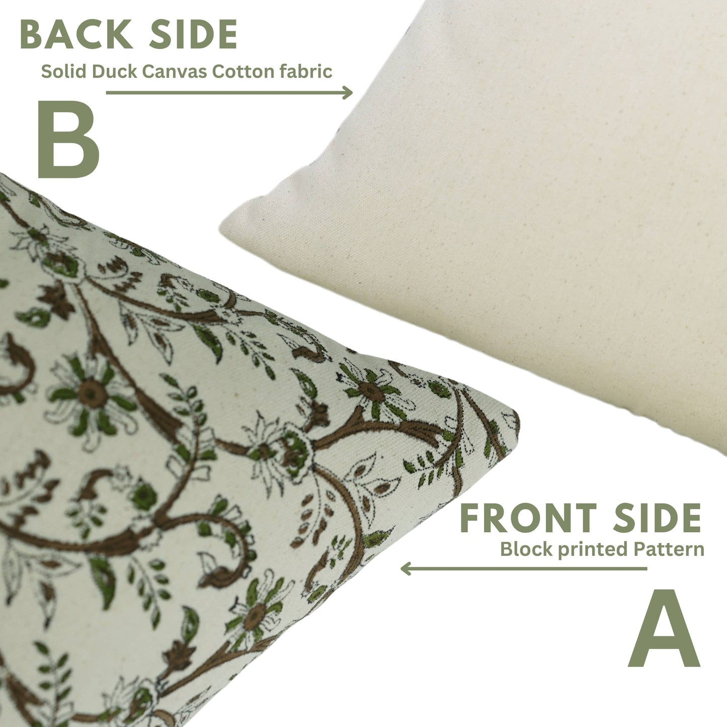 Stylish Block Print Duck Canvas Pillow Cover - Varanasi