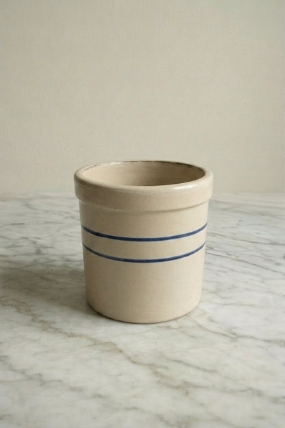 Blue Stripe Stoneware Crock