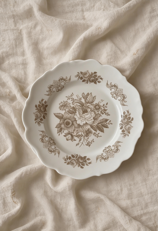 Brown Floral Melamine Plates set/10