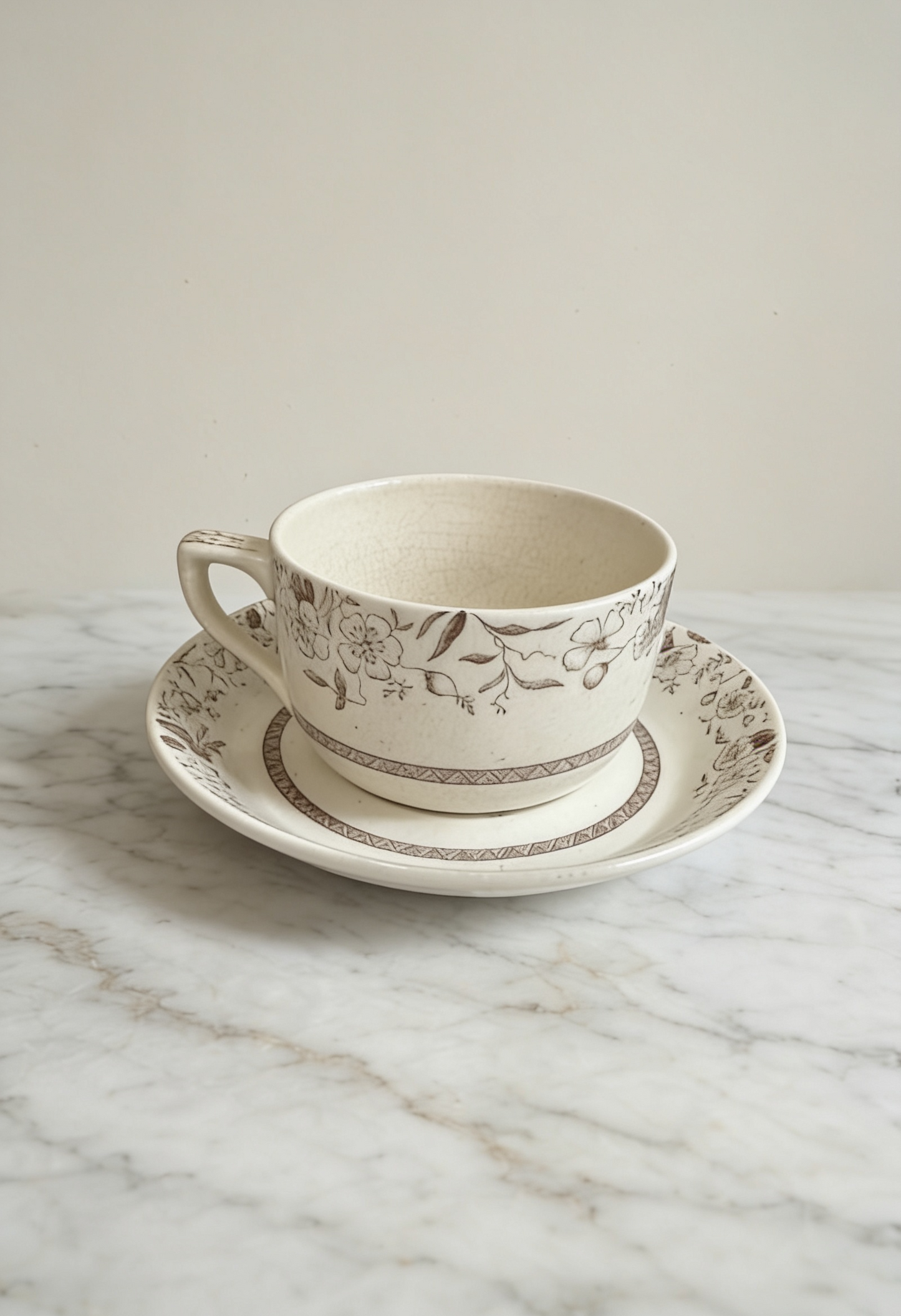 Brown Transferware Cup/ Saucer set/4