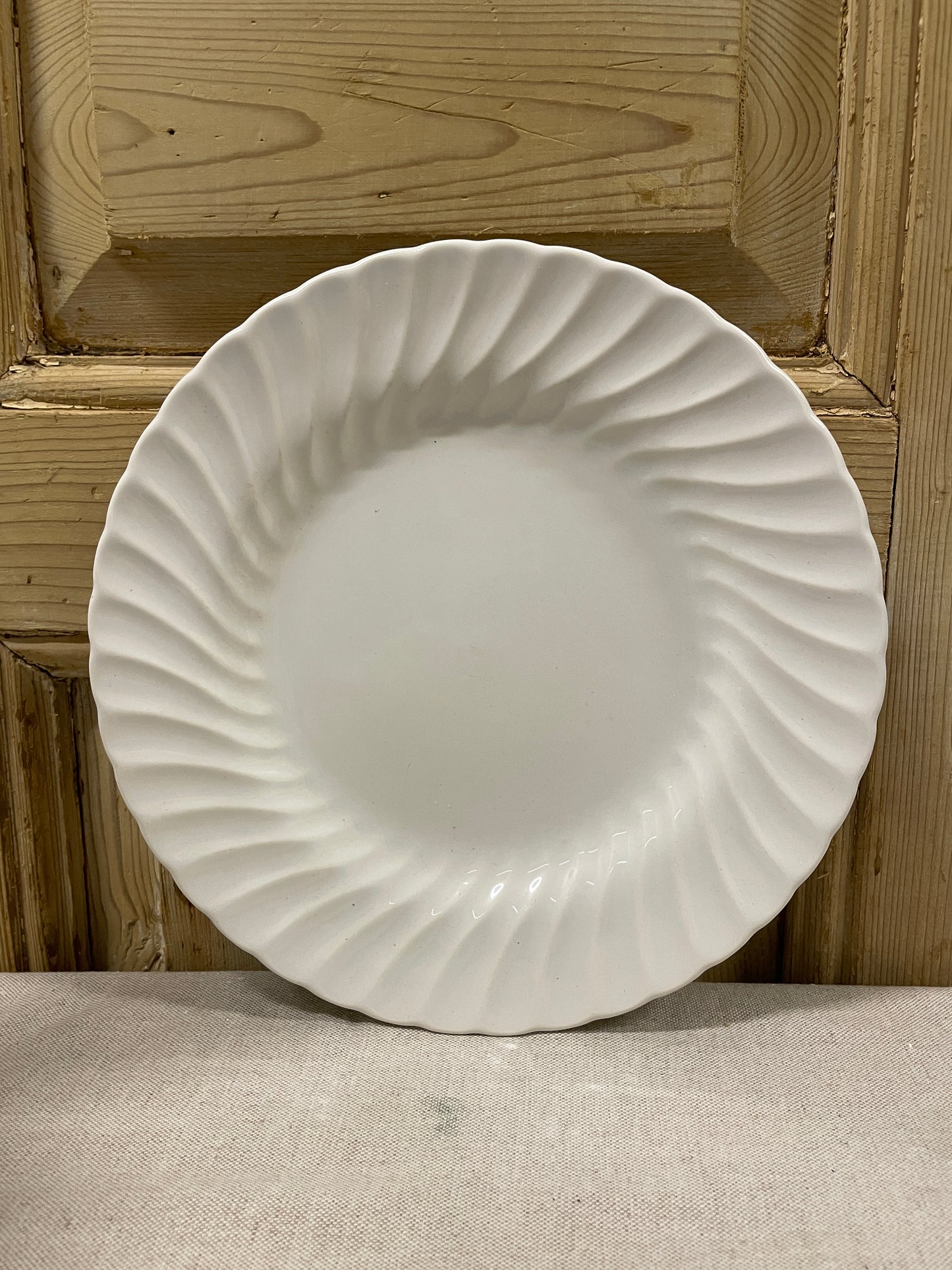 White Ironstone Dinner Plate