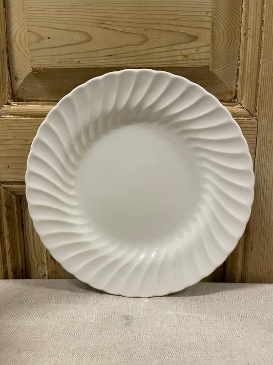 White Ironstone Dinner Plate