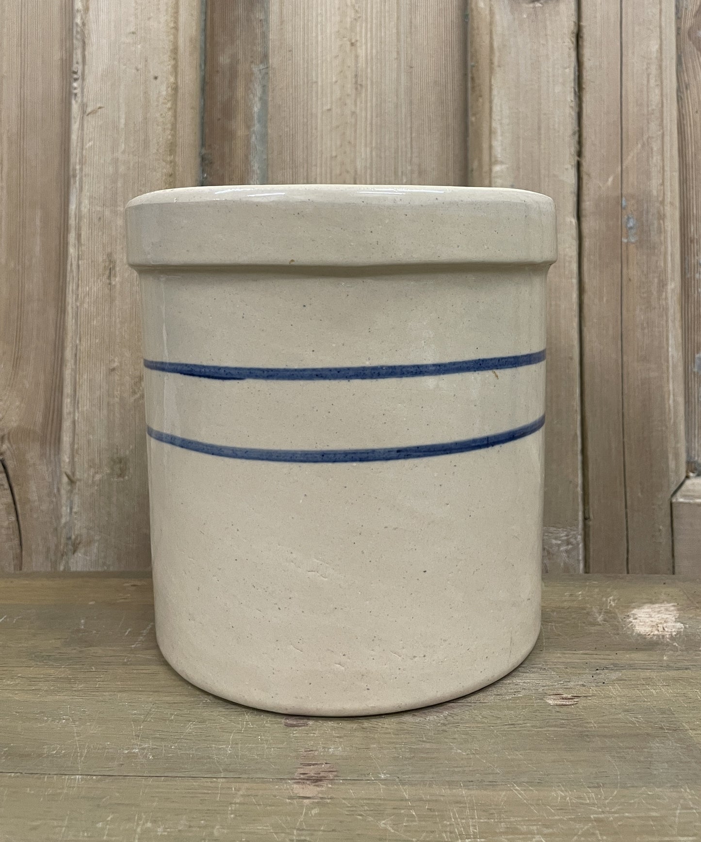 Blue Stripe Stoneware Crock