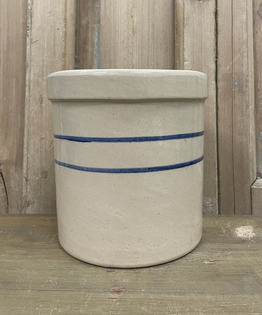 Blue Stripe Stoneware Crock