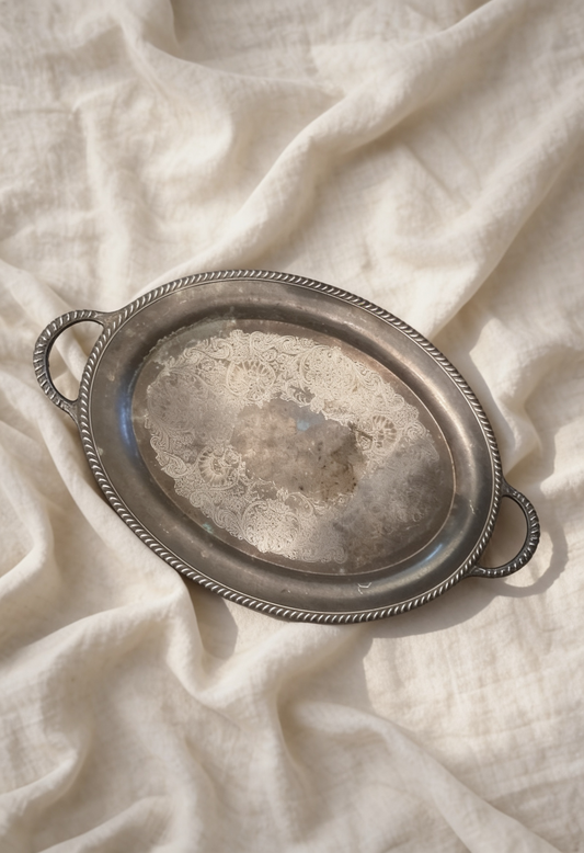 Oval Silver Platter w/ Handles
