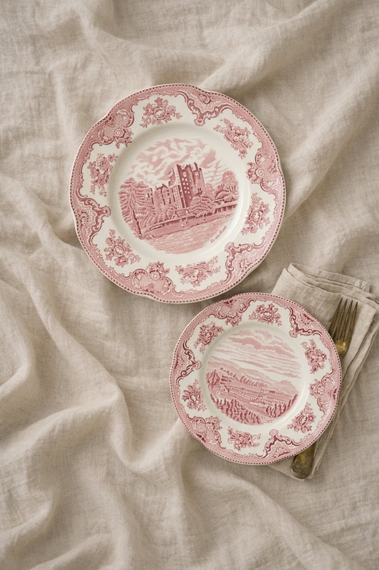 Red Transferware Salad Plate