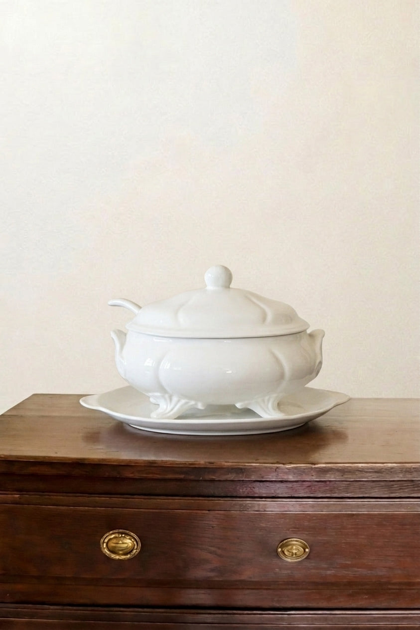 Soup Tureen w/ Ladle & Platter