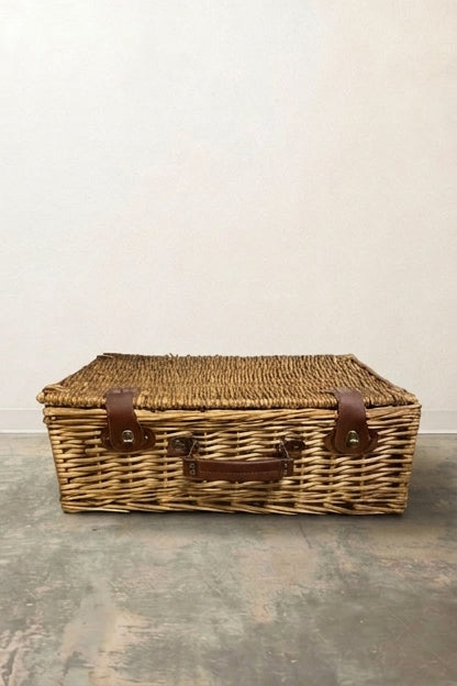 Woven Basket w/ Leather handle and straps