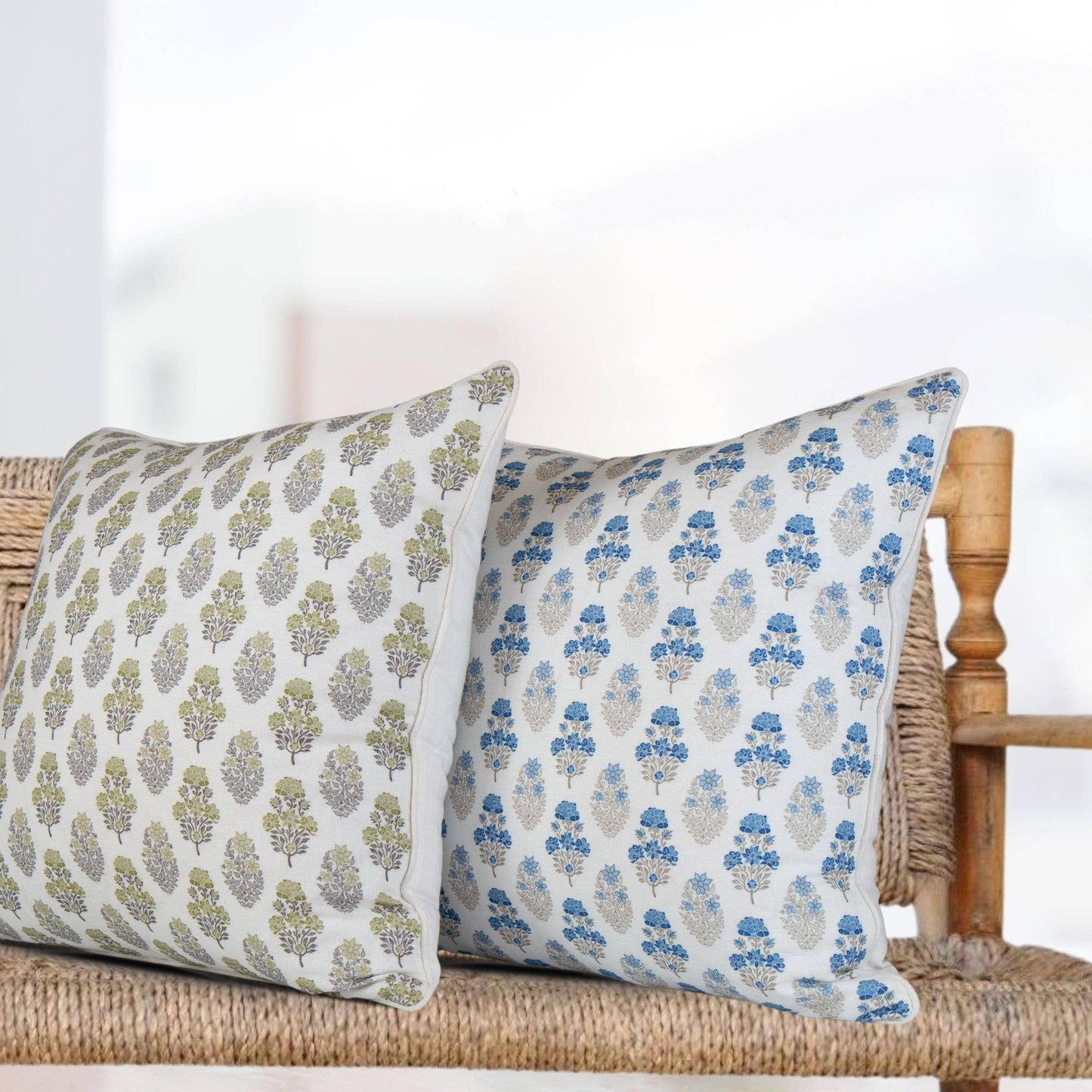 Vivienne Mughal Flower Pillow Cover – Sage Floral Design