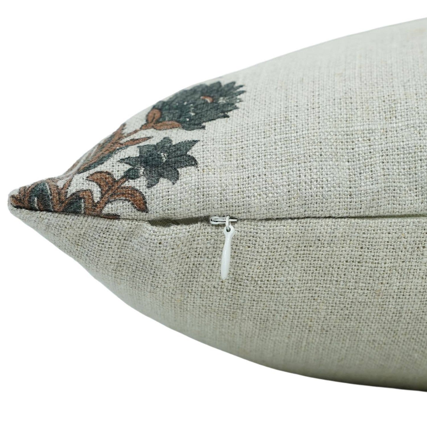 Hand Block Printed Thick Linen Pillow Cover- Morpankh